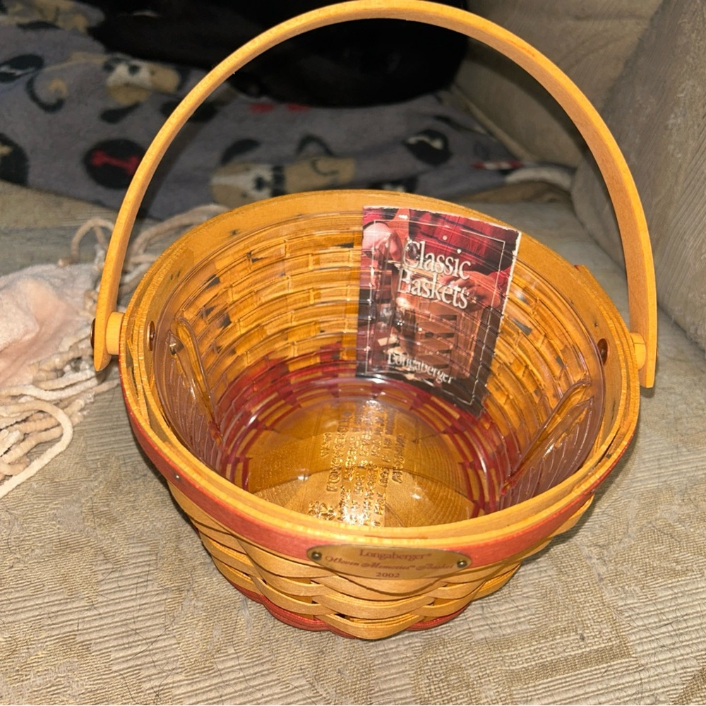 Longaberger Yellow and Red Accent Woven Basket - Picture 6 of 6